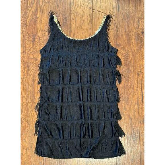 Sexy Fashion Flapper 1920's Adult Halloween Costume Black Dress - Women's Size M - Picture 2 of 3